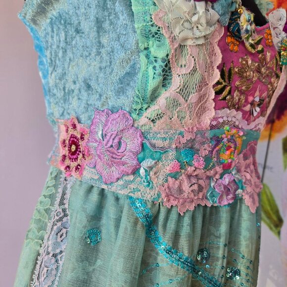 Ethereal Aqua and Lavender Vintage Style Blouse Mermaidcore - Picture 3 of 7
